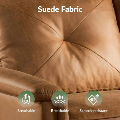Luxury 3 Seater Sofa with Faux Leather,Mid-Century Modern Couch with Comfortable Armrest,Comfy Couches with Deep Seat,Small Sof