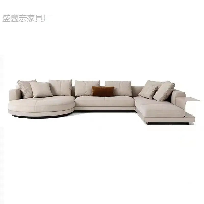 Modern simple straight corner cotton and linen round concubine modern living room sofa
