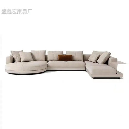 Modern simple straight corner cotton and linen round concubine modern living room sofa