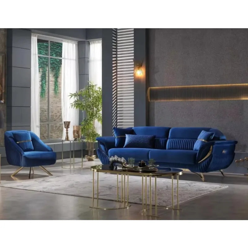 Light luxury fabric fashion living room sofa 3-seat home villa sofa