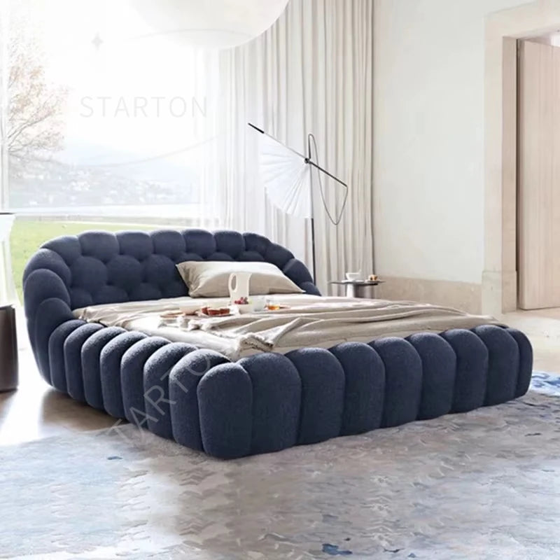 Bubble Beds Bedroom Furniture Sets Female Upholstered Cream Wind French Floor Bed Korean Princess Home King Queen Size Bed