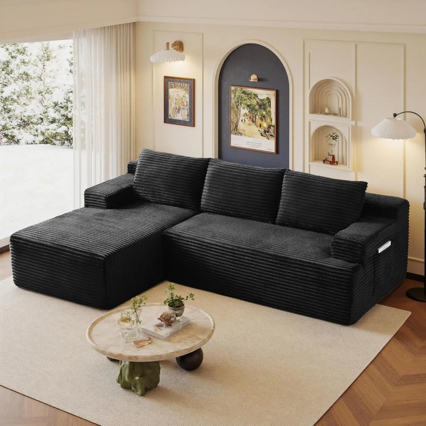 96" L-Shaped Modular Sectional Sofa with Left-Facing Chaise