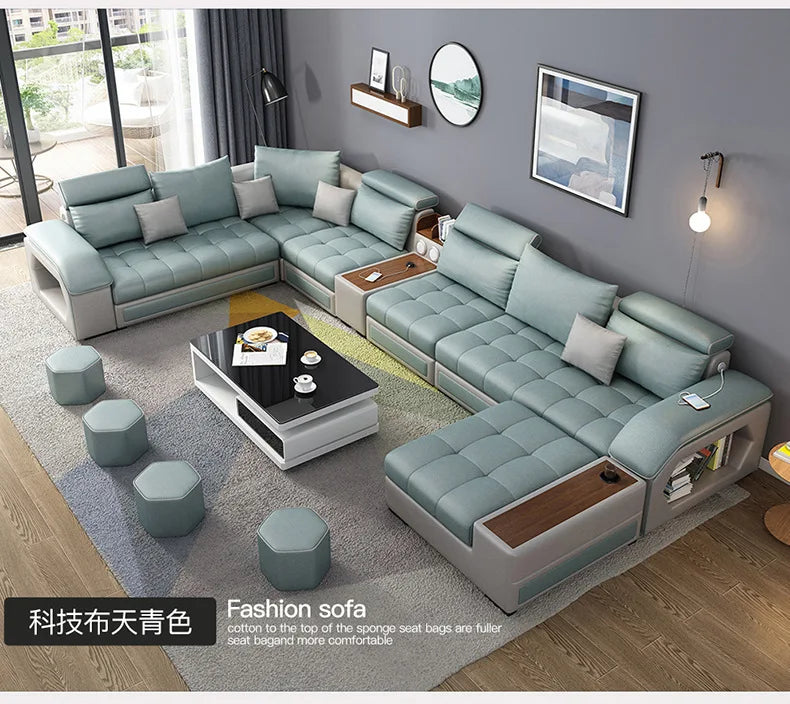 Modern 5 6 7 8-Seater Fabric Sofas Sectional Set for Living Room Hotel Furniture with Sponge Filling