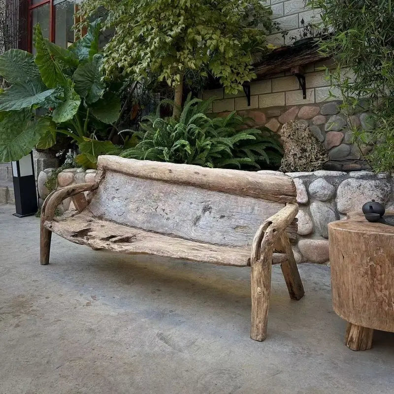 Weathered wood back chair space decoration ornament dead wood chair