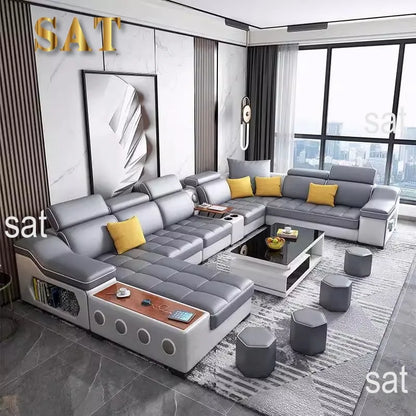 For Multifunctional U-Shaped Sofa Set Fabric Corner Sofa With Usb Speaker  Living Room Furniture 7 Seater Sofa China Furniture