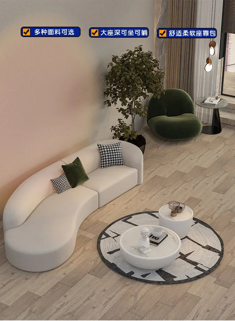 Accent Canape Curved Living Room Sofasv Japandi Postmodern Elegantes Design Cloud Backrest Bedroom Lazy Divano Trendy Furniture