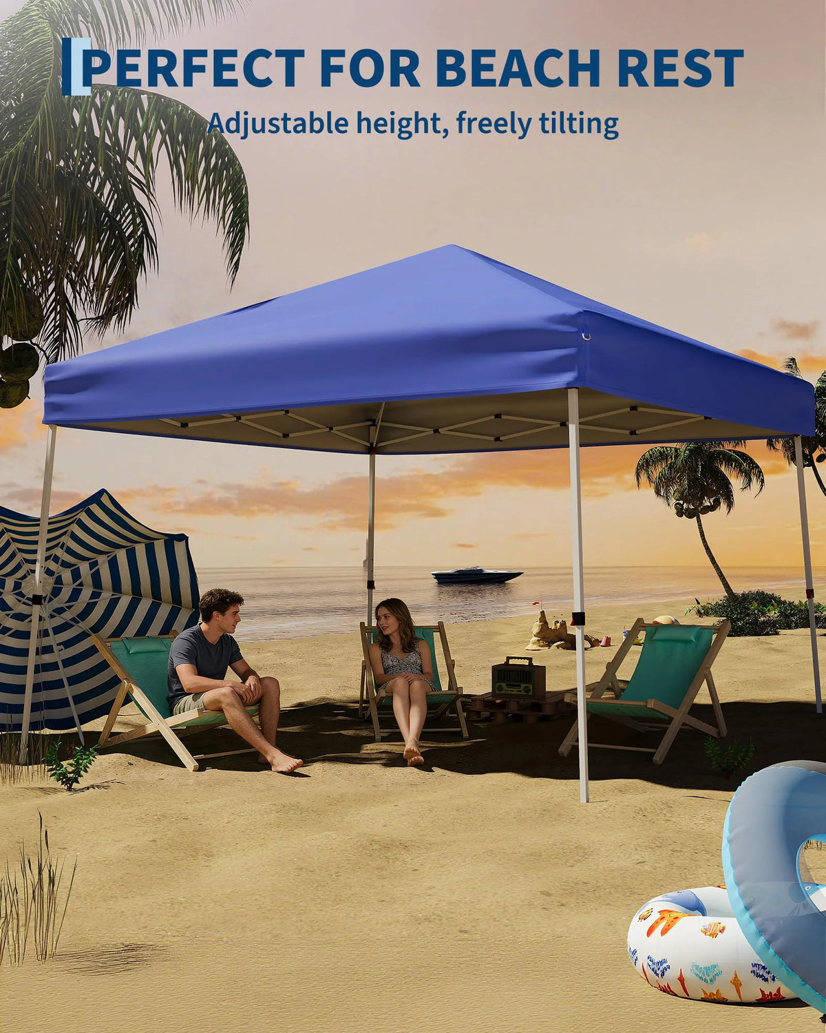 Easy Setup Pop Up Canopy Tent 10x10 FT with Slant Legs Outdoor Patio Gazebo Shelter Portable Shade, Includes 8x8 FT Canopy Cover