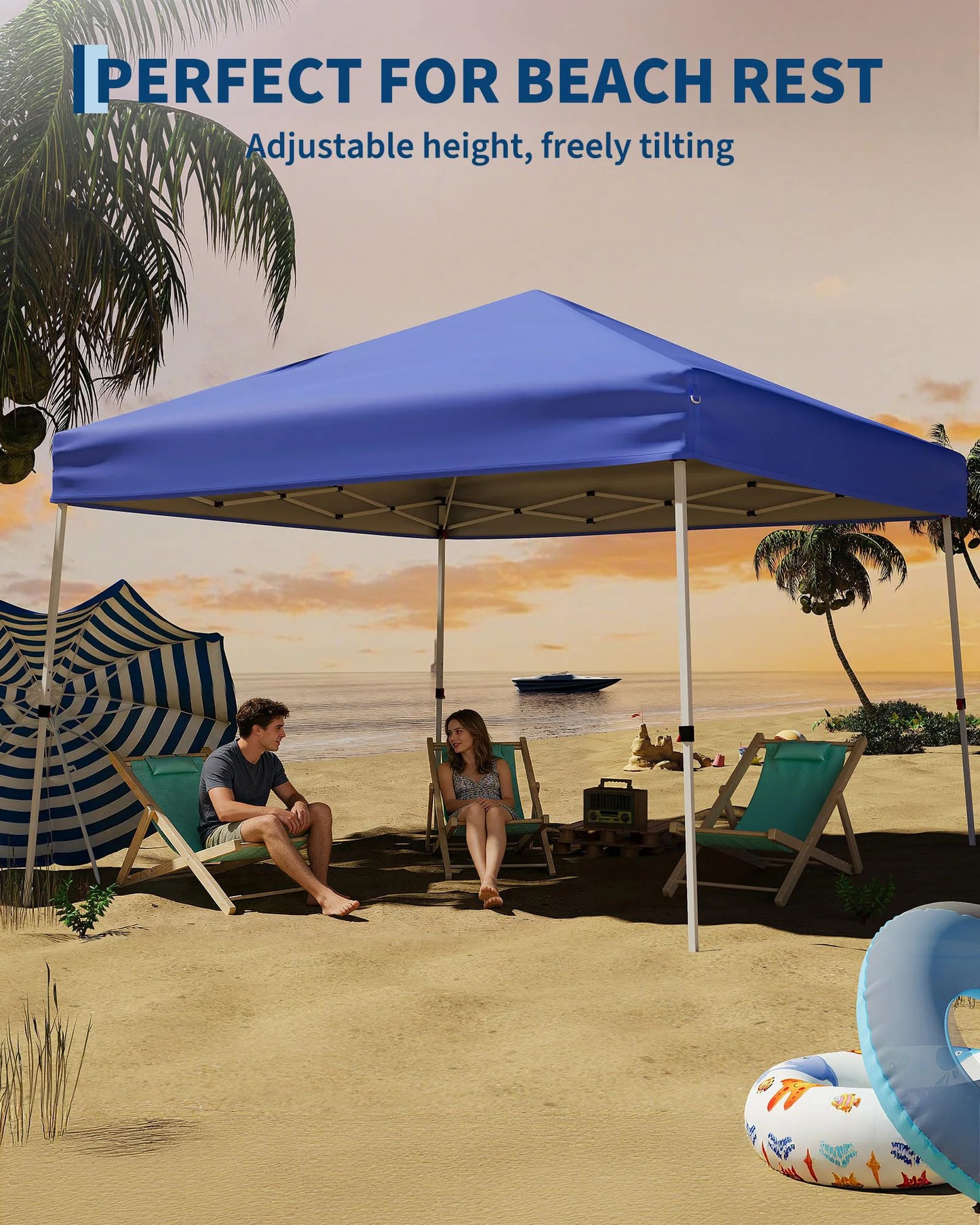 Easy Setup Pop Up Canopy Tent 10x10 FT with Slant Legs Outdoor Patio Gazebo Shelter Portable Shade, Includes 8x8 FT Canopy Cover