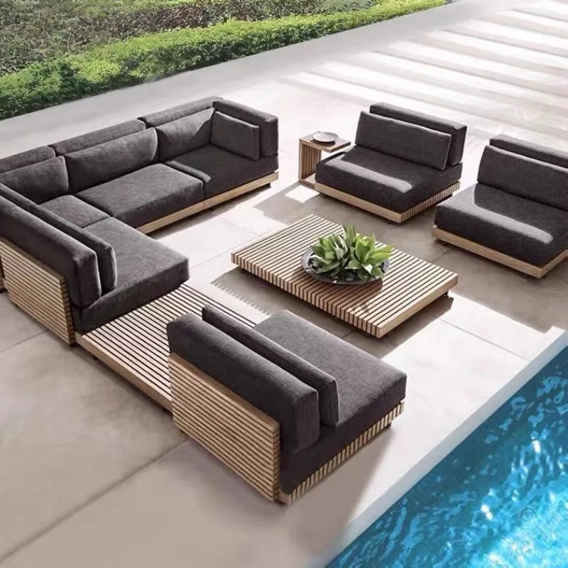 Modern Sun-proof Garden Sets Soild Wood Part Tiny Houses Sectional Garden Sets Nordic Outside Salon De Jardin Garden Furniture