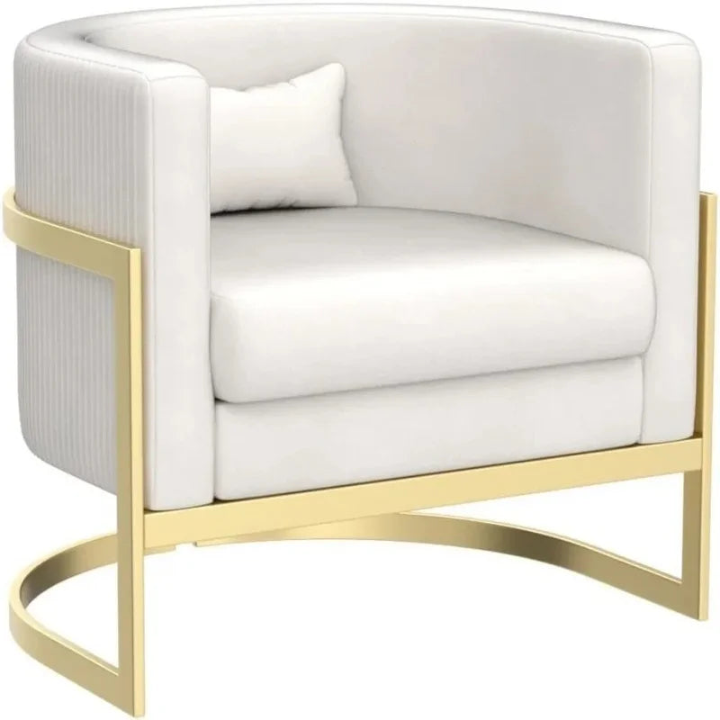 Velvet Upholstered Modern Barrel Chair with Gold Legs, Accent Armchair for Bedroom or Living Room, Side Sofa Chair