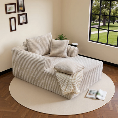 Single Corduroy Sofa Bed, Deep Seat, No Assembly, Includes 3 Pillows