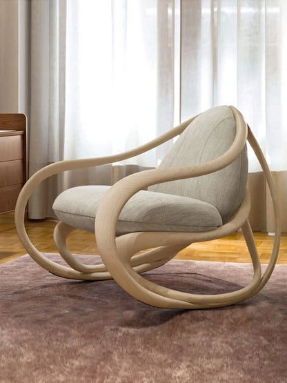 Swing chair Moving walnut rocking chair Italian designer solid wood single sofa recliner