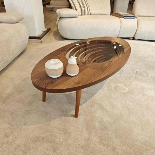 Table basse marron de Style moderne, bois naturel, gain de place, Tables basses de luxe uniques, meubles Per La Casa Saldi