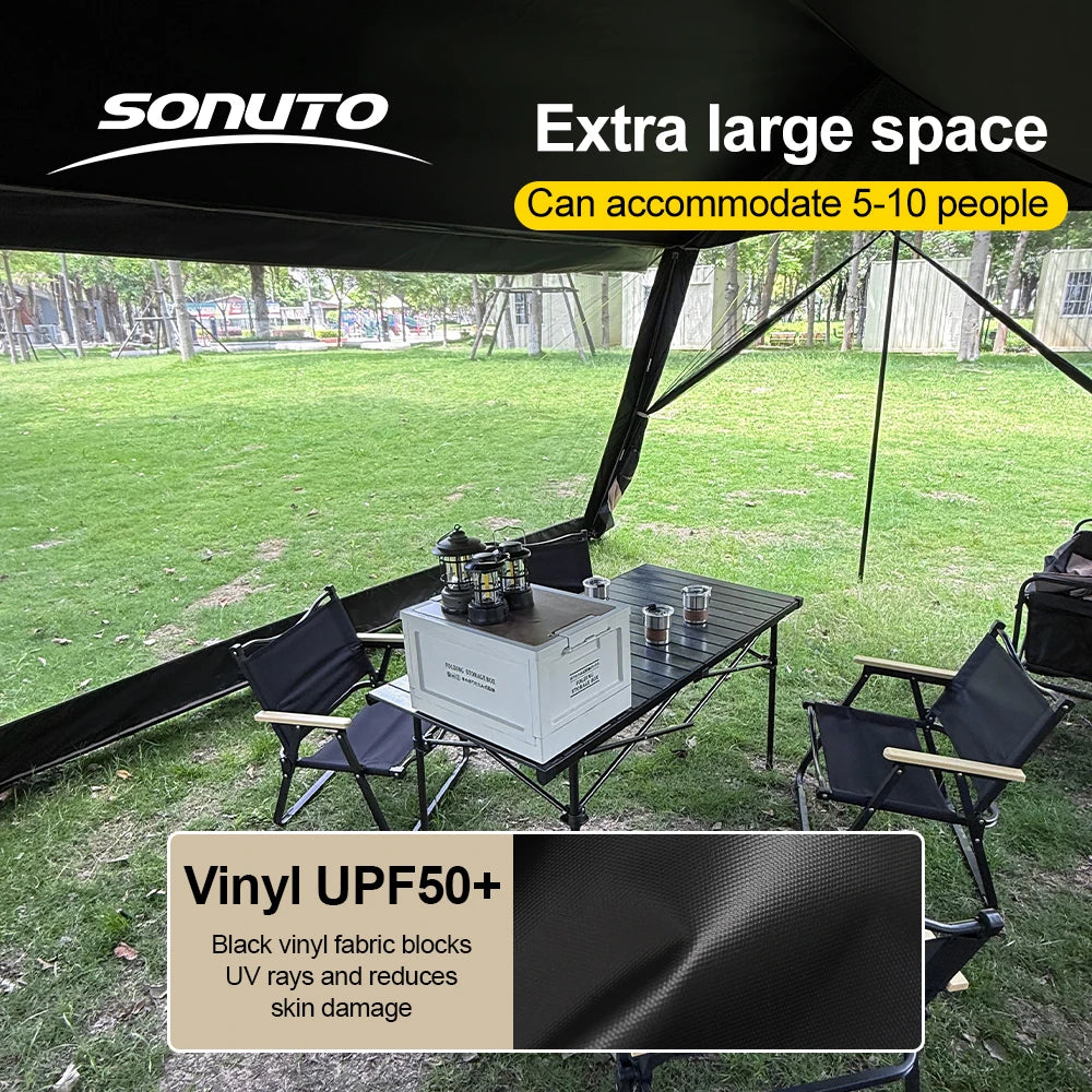 Large Camping Tent, 210D Waterproof Sun Protection, Portable Folding Anti-Mosquito Family Tent for Outdoor Beach Park