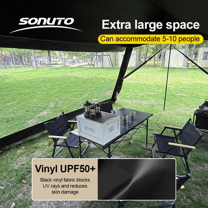 Large Camping Tent, 210D Waterproof Sun Protection, Portable Folding Anti-Mosquito Family Tent for Outdoor Beach Park