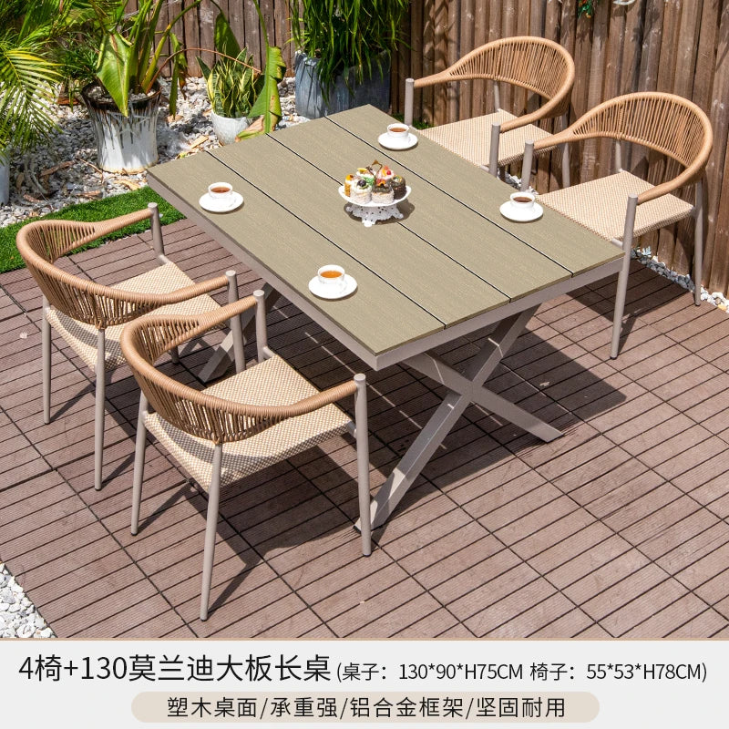 Outdoor table and chair courtyard villa leisure open-air balcony rattan chair Internet celebrity waterproof sunscreen garden
