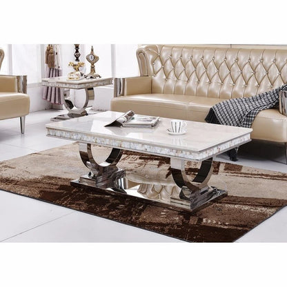 Light luxury marble coffee table stainless steel living room household gold square tea table