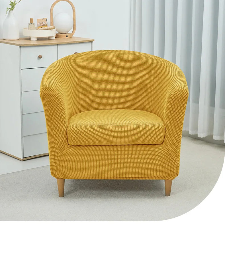 2pcs/set Jacquard Stretch Club Armchair Slipcover 1pc Barrel Tub Sofa Cover + 1pc Polar Fleece Couch Cover Furniture Protector