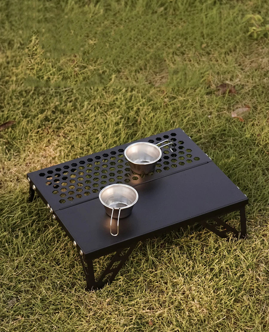 Pocket Mini Table, Foldable Leg Design Aluminum Lightweight Portable Table for Cookware, Camping, Hiking, Fishing