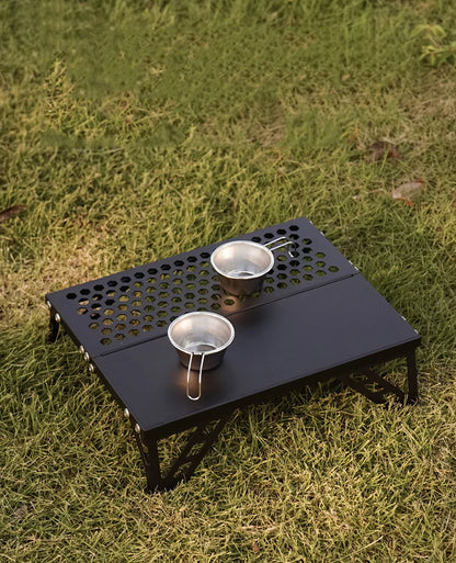 Pocket Mini Table, Foldable Leg Design Aluminum Lightweight Portable Table for Cookware, Camping, Hiking, Fishing