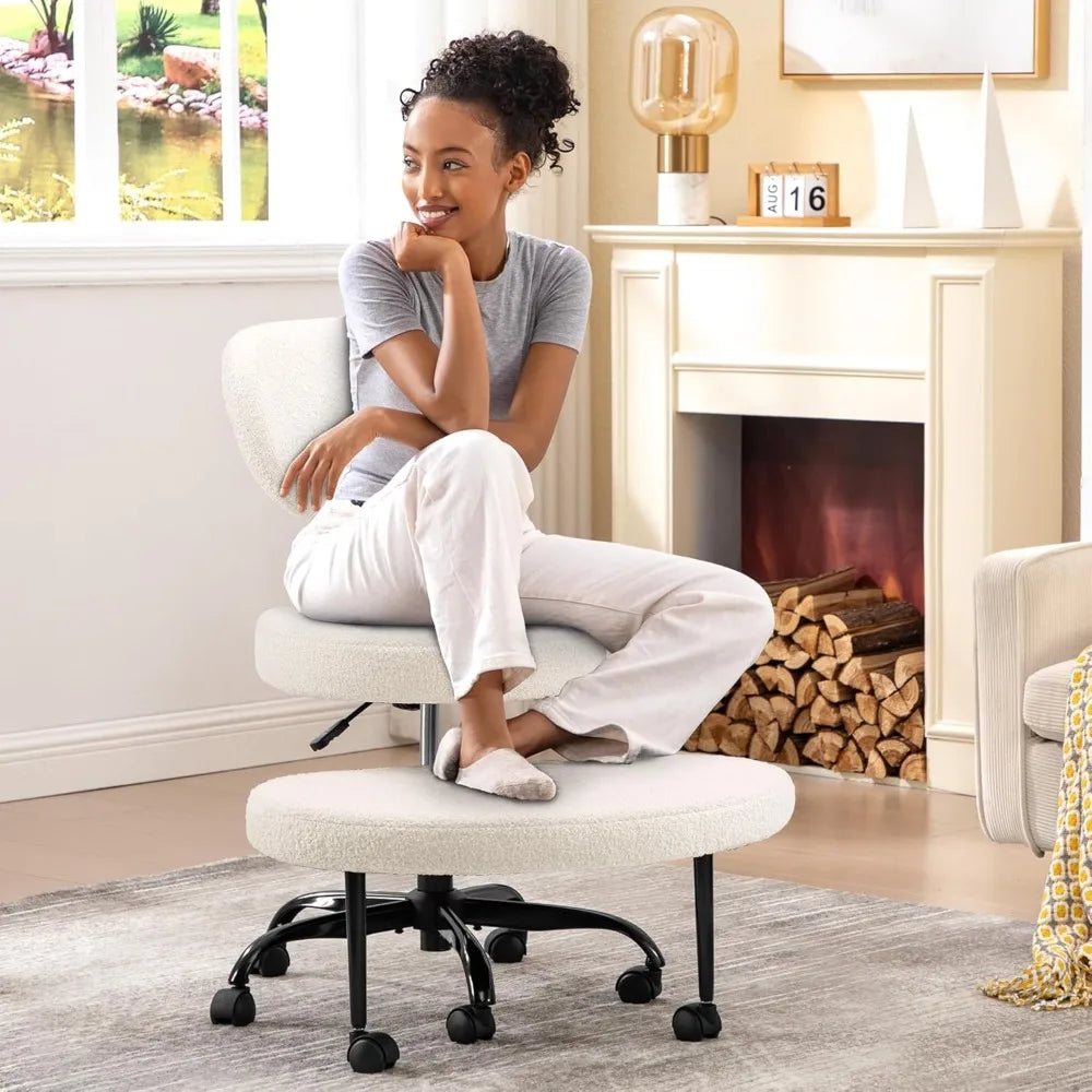 Cross Leg Chair - Meditation Chair with Wheels, ADHD Chair, Height Adjustable Seat, Adjustable Footstool