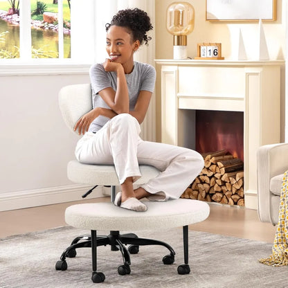 Cross Leg Chair - Meditation Chair with Wheels, ADHD Chair, Height Adjustable Seat, Adjustable Footstool