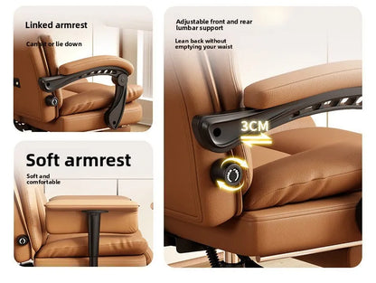 Ergonomic Leather Office Chair with High Backrest Recline Lumbar Support Executive Desk Chair Gaming Ready Comfort Furniture