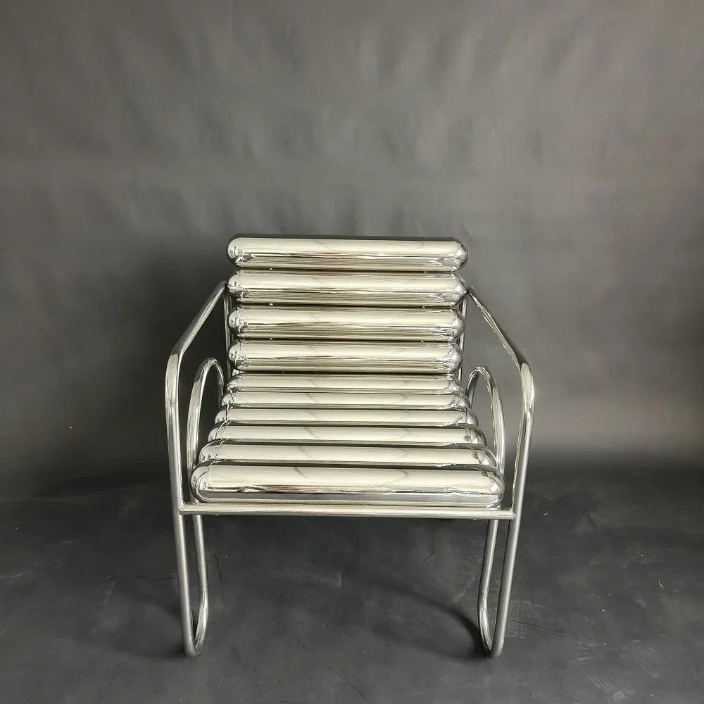 JJJJLight Luxury Minimalist Clothing Store Mirror Stainless Steel Coffee Table Stool Chair