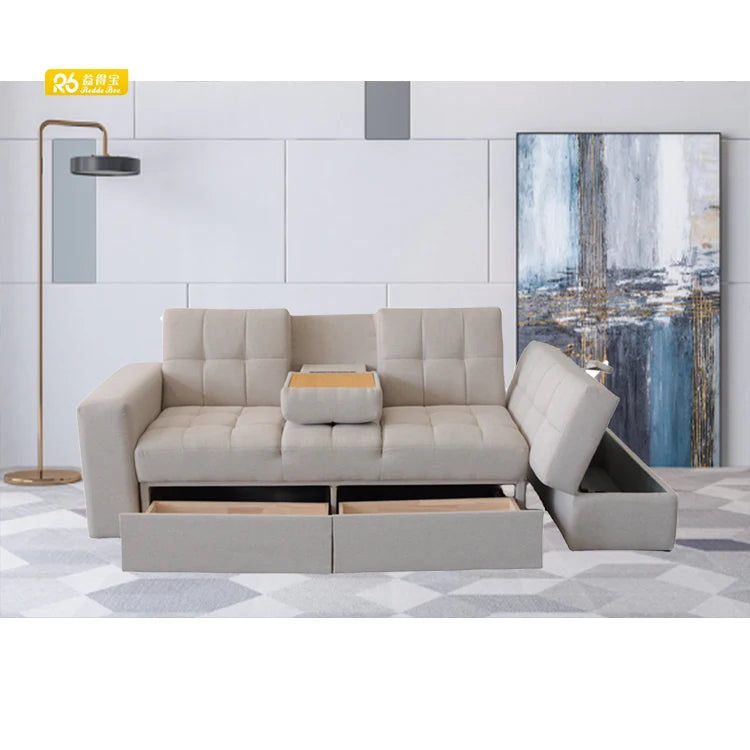 Factory Customized Sofa Bed with Function Ottoman Storage and Coffee Table 310