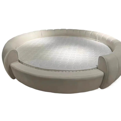 Round Double Bed Upholstered Bed Wooden Frame Family Hotel Princess Bedroom Bed