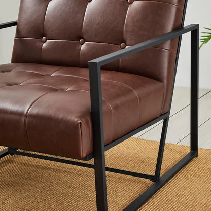 Mid Century Modern Accent Chair, Modern Living Room Chairs with Durable Metal Frame,PU Leather Cushioned, Reading, Customized
