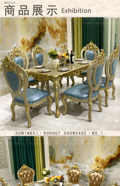 European dining table and chair combination classical solid wood villa household small apartment dining table  FT