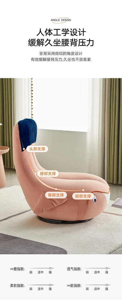 Whale Lazy Sofa Leisure Chair Flannel Rotatable Cute Shark Sofa Single Seat Chair