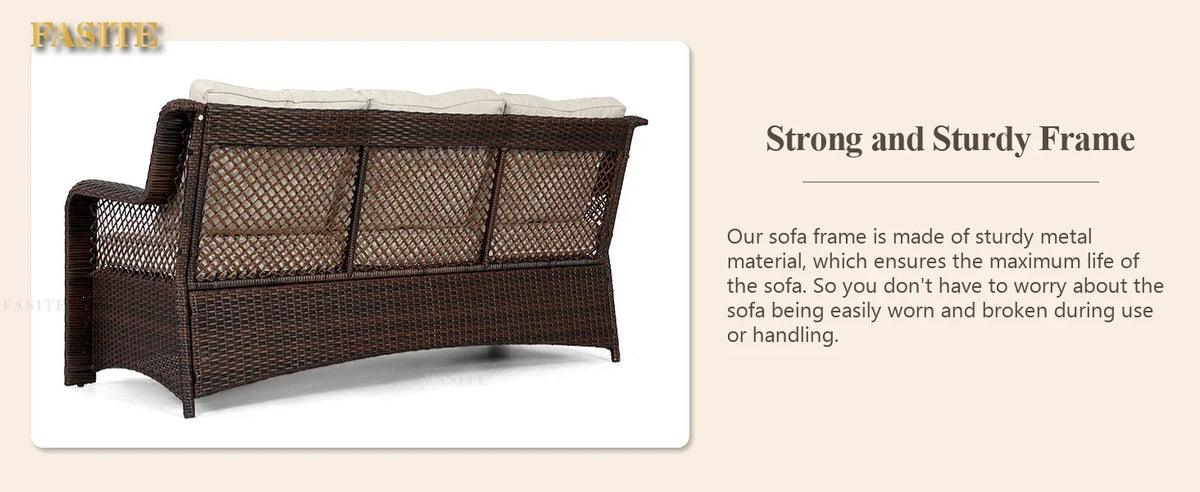 Long - lasting 6 Pieces Patio Furniture Set, Wicker Outdoor Patio Sets, Sectional Rattan Sofa Chairs with Coffee Table