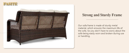 Long - lasting 6 Pieces Patio Furniture Set, Wicker Outdoor Patio Sets, Sectional Rattan Sofa Chairs with Coffee Table