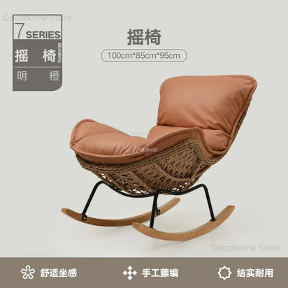 Modern Rattan Living Room Chairs Leisure Lazy Back Sofa Home Lounge Chair Outdoor Balcony Rocking Chair Living Room Furniture