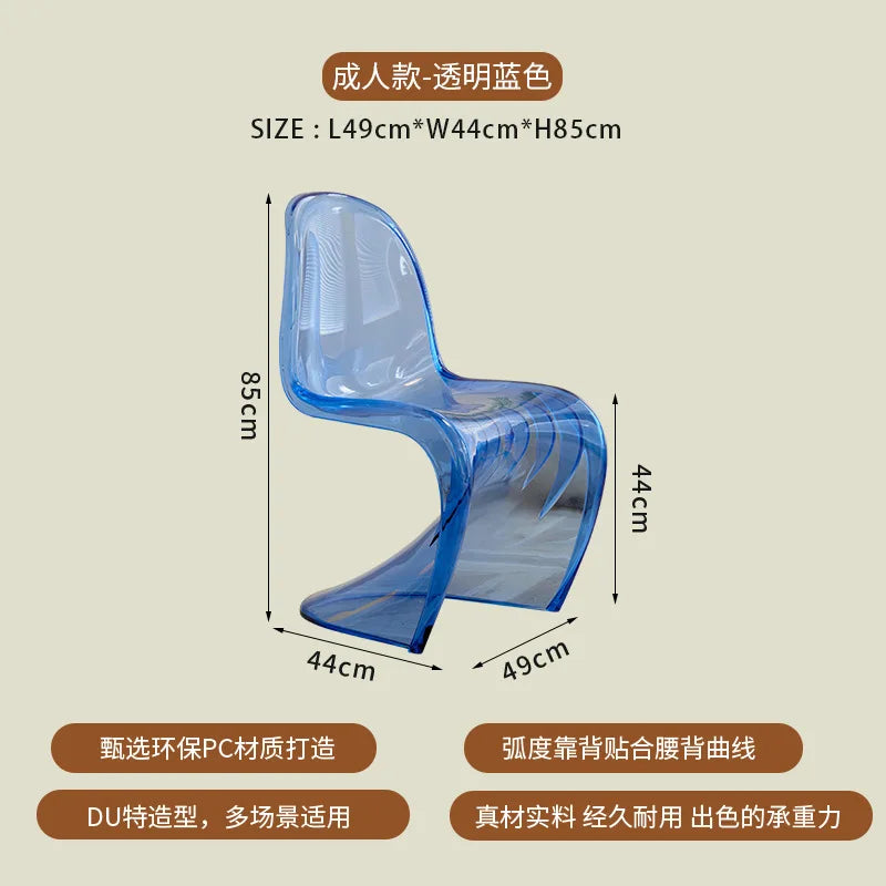 Transparent Plastic Dining Chair, Simple and Modern Home Chair, Backrest Chair, Vanity Stool