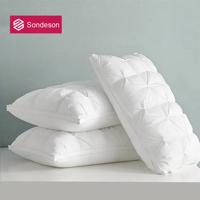 Sondeson Luxury White 100% Goose Down Pillow Down-proof Queen King 100% Cotton Bedding 3D Style
