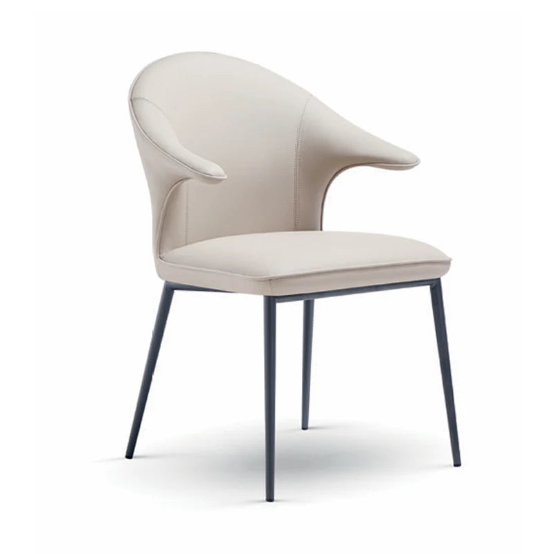 Light luxury modern upholstered dining chair, high-end leather fabric, new home backrest