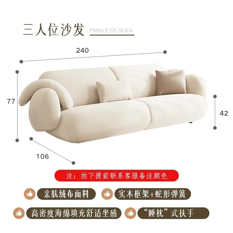 White Technology Cloth Sofa Set Modern King Size Foam Sponge Tatami Couch Large Reading Design Soft Big Bank Bedroom Furniture
