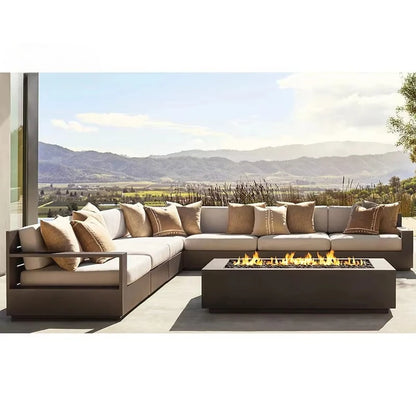 Aluminium Garden Sofa Patio Furniture Waterproof Lounge Set Rattan Modern Modular Luxury Corner Aluminium Outdoor Sectional Sofa