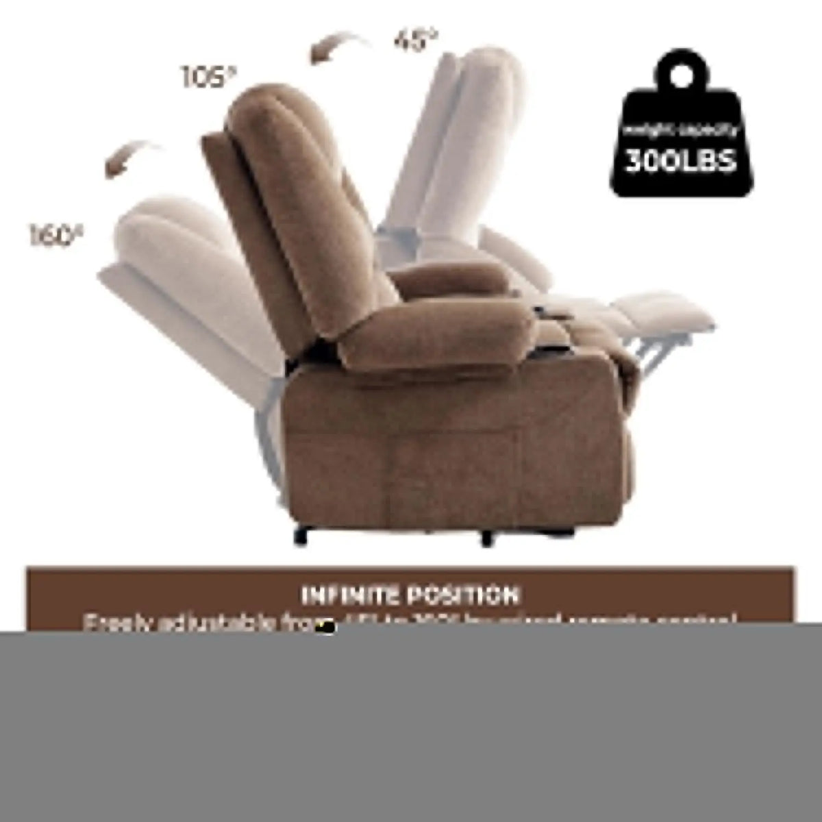 Power Lift Recliner Chair for Elderly People with USB Port Cup Holder, Overstuffed Fabric Electric Massage Recliner, Customized