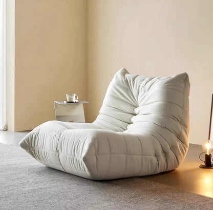 Leather lazy sofa Nordic single bedroom togo caterpillar balcony sofa chair casual leather art floor sofa