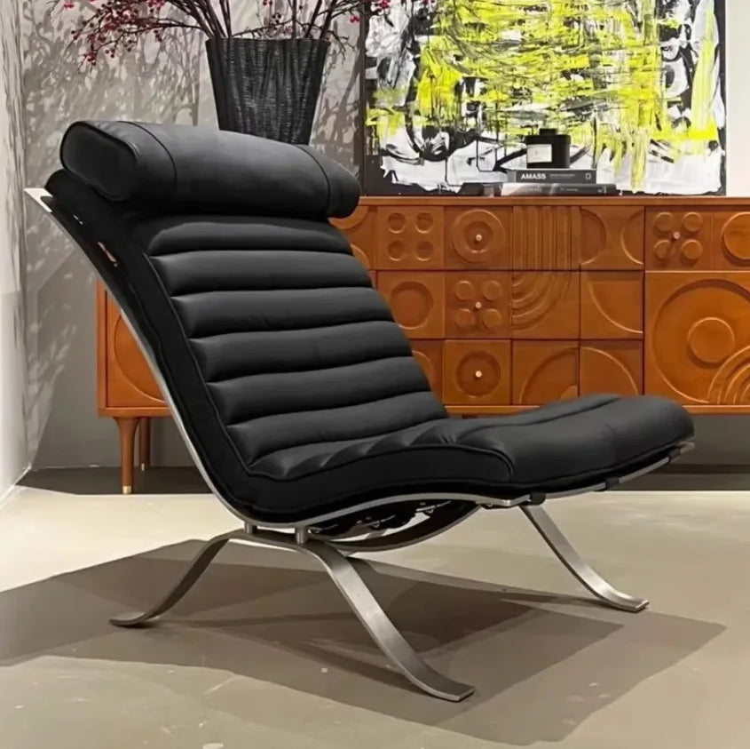 Leisure chair living room high-end retro recliner medium antique stainless steel sofa chair comfortable