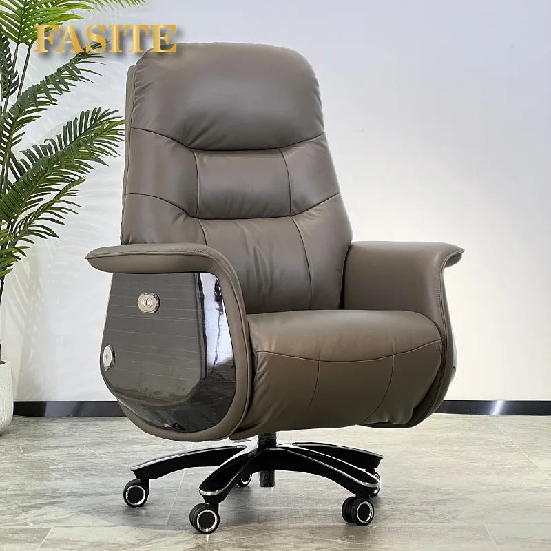 Lunch break can lie down dual-purpose leather office desk chair, light luxury sedentary and comfortable electric massage boss