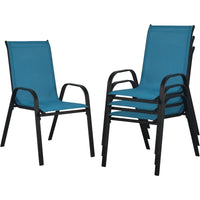 Stackable Patio Chairs Set of 4, Outdoor Dining Chairs, Outdoor Patio Dining Sets with Cooling Fabric, for Lawn, Porch, Pool, Ga