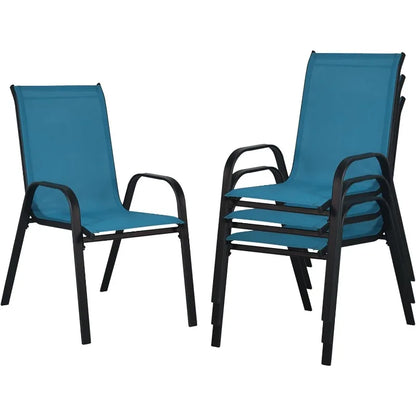 Stackable Patio Chairs Set of 4, Outdoor Dining Chairs, Outdoor Patio Dining Sets with Cooling Fabric, for Lawn, Porch, Pool, Ga