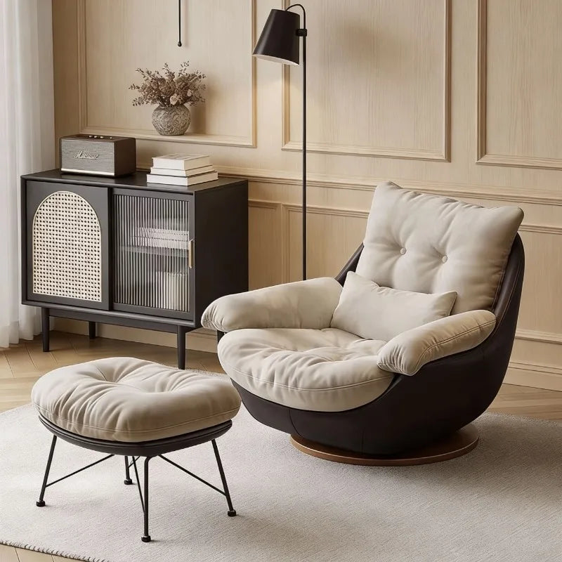High-end nest chair, antique sofa chair, living room balcony household light luxury fabric single rotating leisure chair