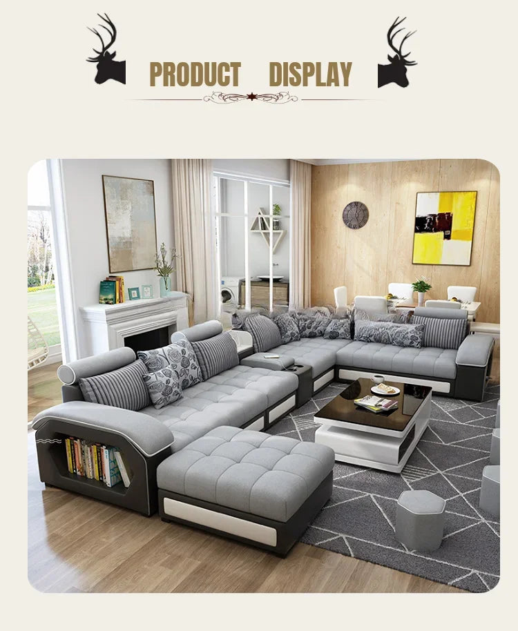 'Customizable royal Nordic modern style has music to play sectionals sofa set 7 seater living room Furniture designs