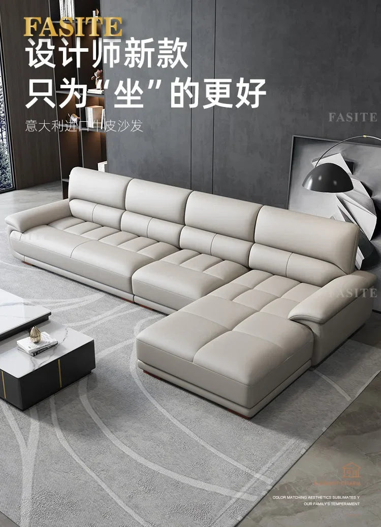 Premium Simple and modern combination imported concubine sofa size apartment living room first layer cowhide leather art sofa